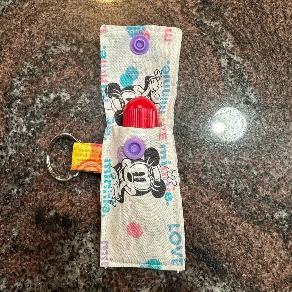 Handmade lip balm holder keychain- Minnie Mouse